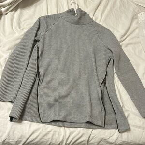 Funnel Neck adjustable zip Waffle Sweater